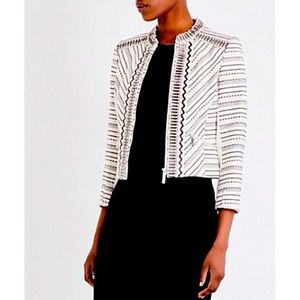 TED BAKER ORLLI EMBELLISHED IVORY BOUCLE JACKET SIZE TB 3